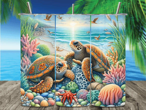 Download Two Sea Turtles Pebble Beach Tumbler PNG - Beach tumbler Collection
