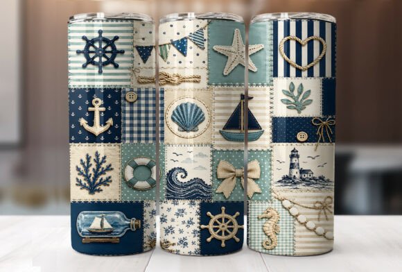 Download Nautical Patchwork Beach Tumbler Wrap - Beach tumbler Collection