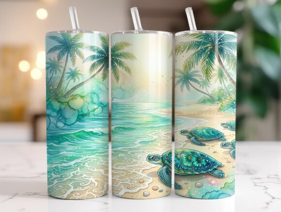 Download Sea Turtle Tropical Beach Tumbler Wraps - Beach tumbler Collection