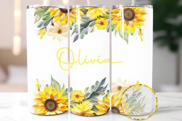 Download Custom Name Tumbler Wrap Sunflowers PNG - Premium Resources