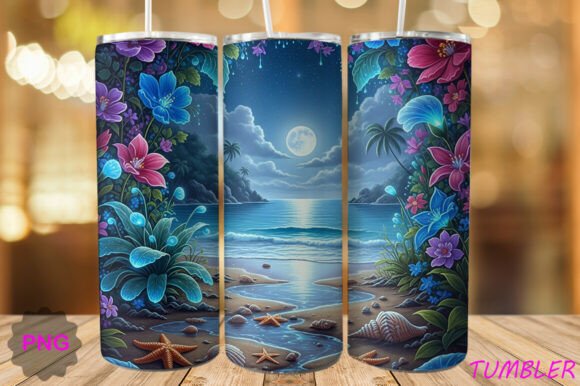 Download Moonlit Tropical Beach Tumbler PNG - Beach tumbler Collection