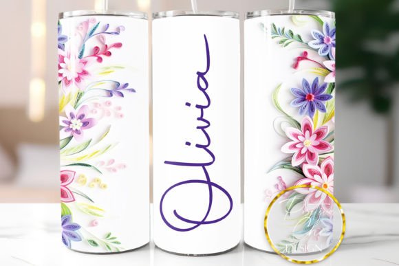 Download Custom Name Tumbler Wrap Flowers Design - Premium Resources