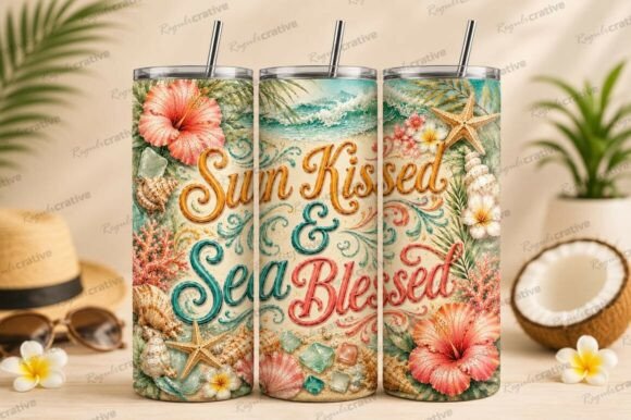 Download Sun Kissed Sea Blessed Beach Tumbler PNG - Beach tumbler Collection
