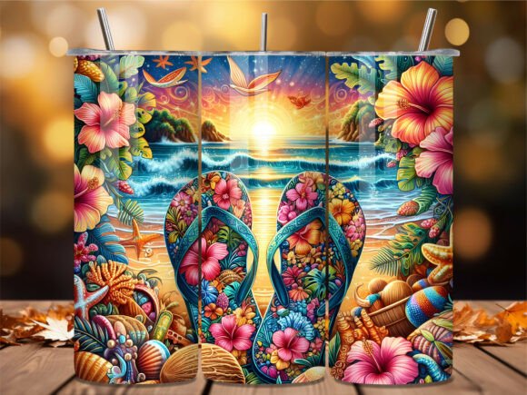 Download Tropical Flip Flops Beach Tumbler Wrap - Beach tumbler Collection
