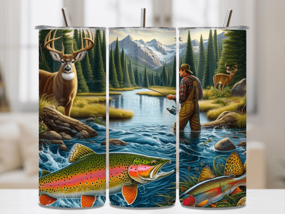 Download Mountain River Fisherman Tumbler Wrap - Fisherman tumbler wrap Collection