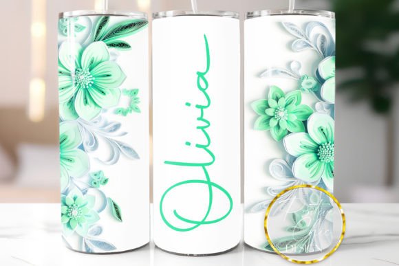 Download Custom Name Tumbler PNG Flowers Design - Premium Bundle