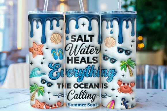 Download 3D Inflated Summer Beach Tumbler Wrap - Premium Bundle